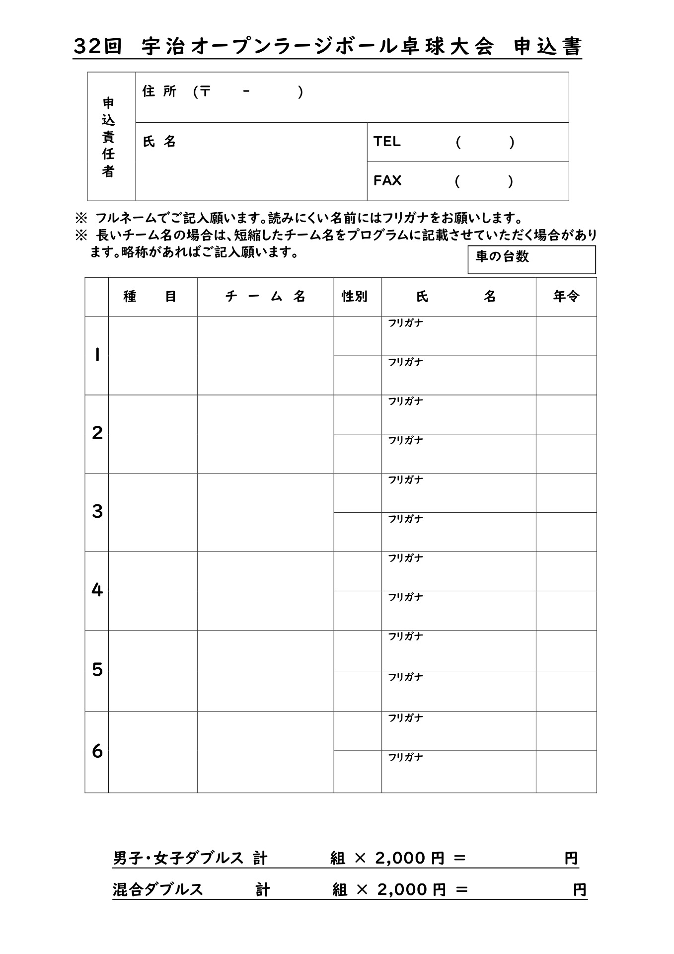 大会要項と申込 :: 宇治市卓球協会